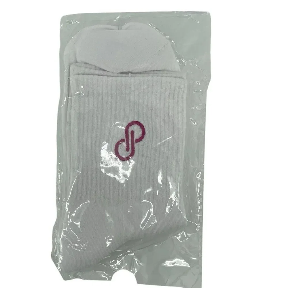 Poshmark White Unisex Adult Logo Embroidered Crew Length Socks One Size